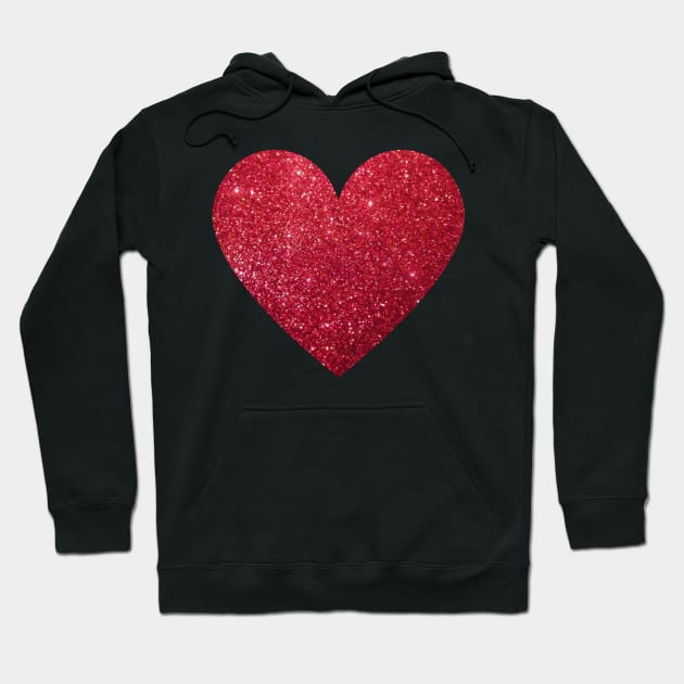 Traditional Red Faux Glitter Heart Hoodie by Felicity-K